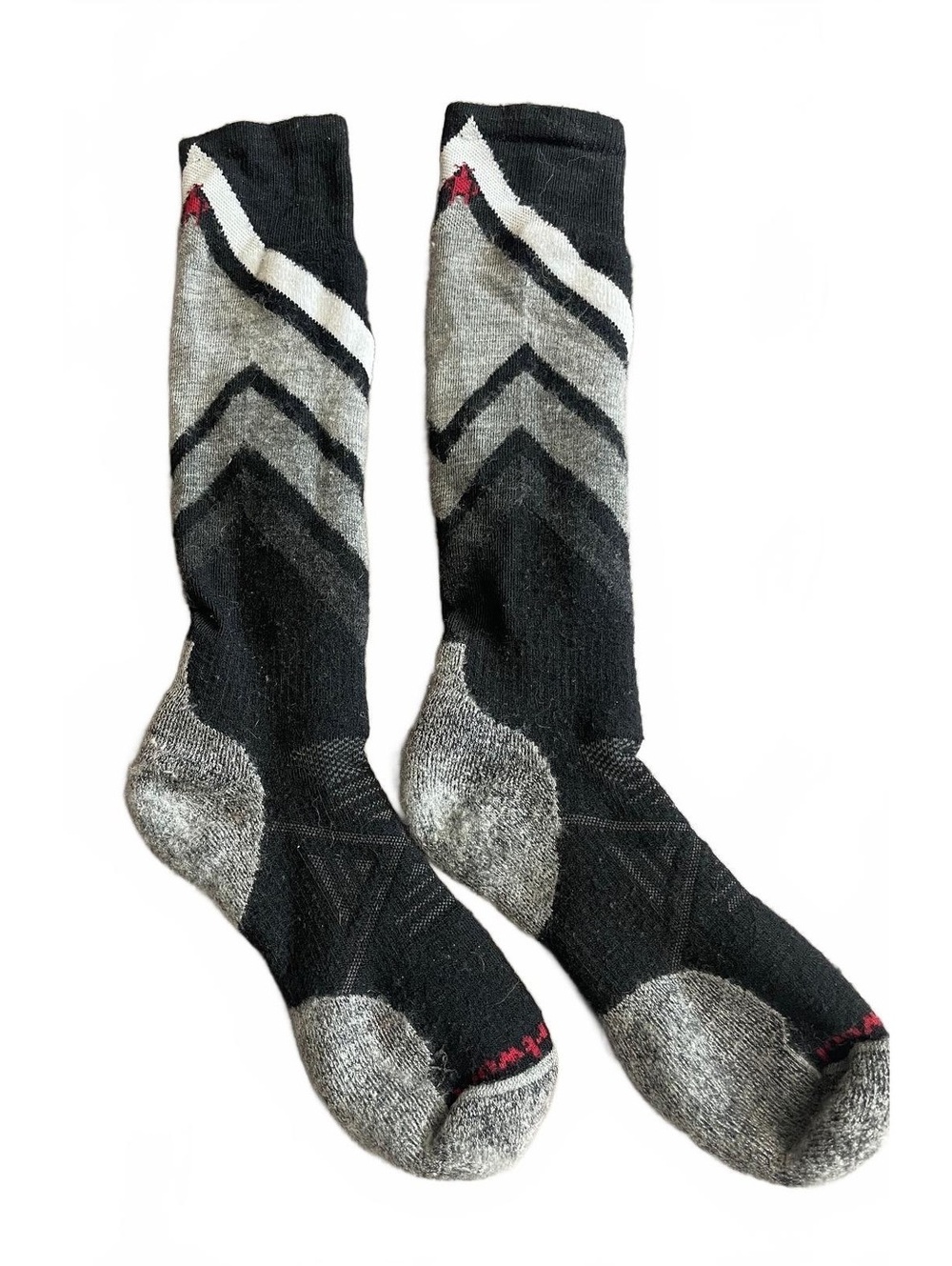 Smartwool PhD Ski Medium Pattern Socks with a gray & white chevron pattern top